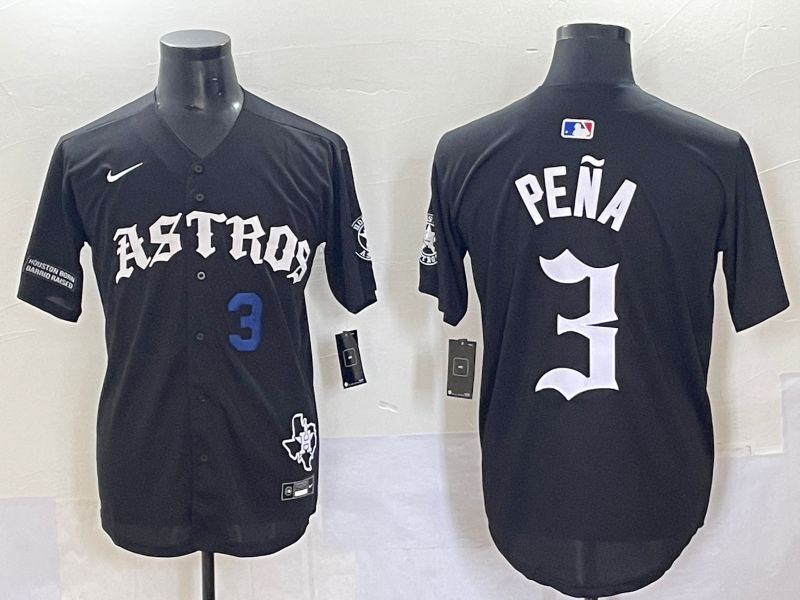 Men 2025 Houston Astros #3 Pena Black Seven generations Joint Name Nike MLB Jersey style 7041
